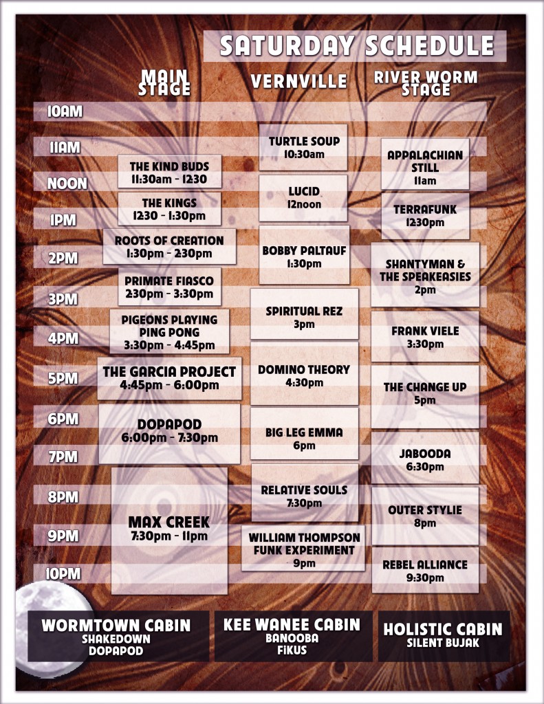 Schedule Wormtown Music Festival